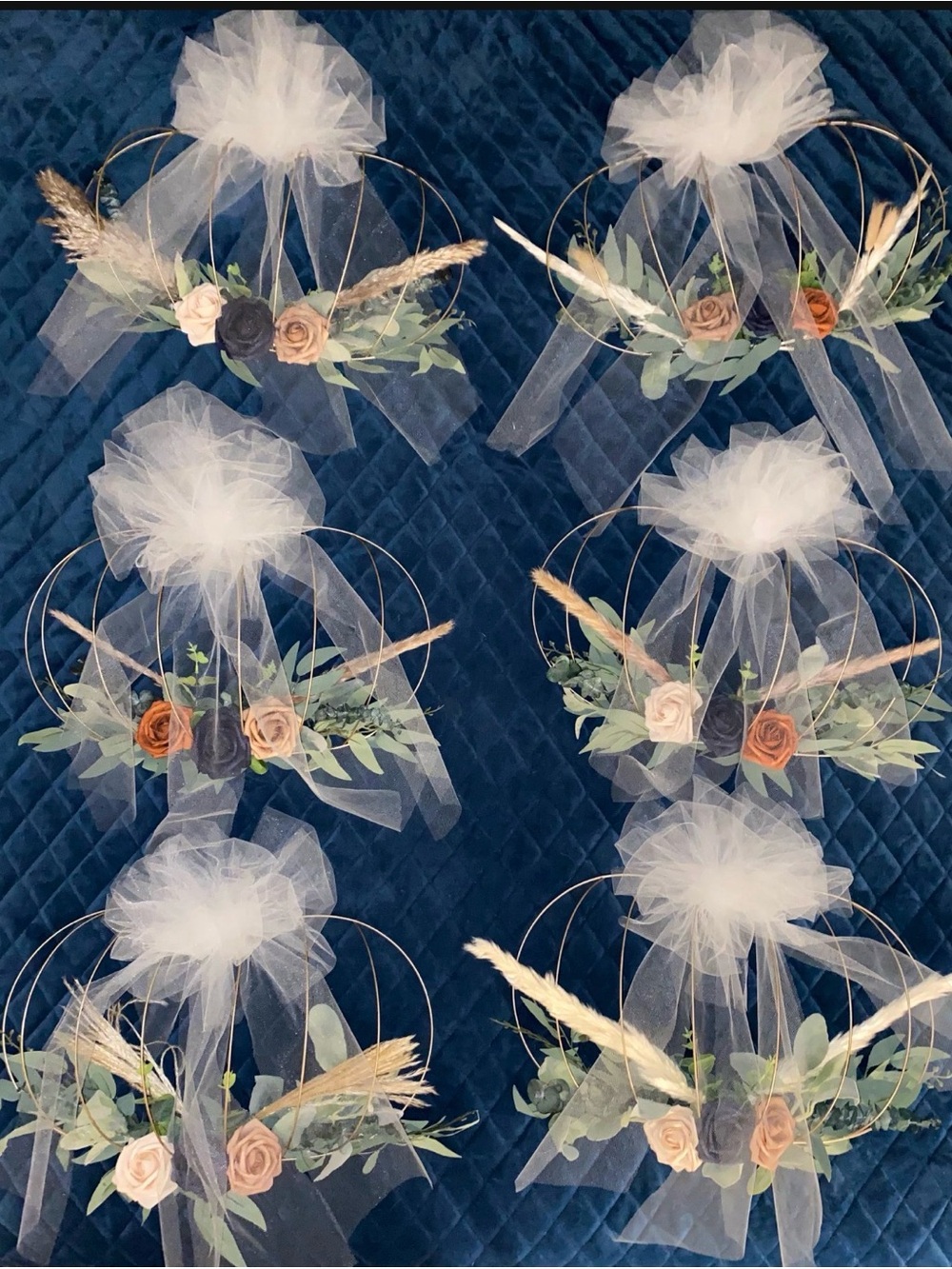 Boho Floral Hoop Decorations with Tulle Bows